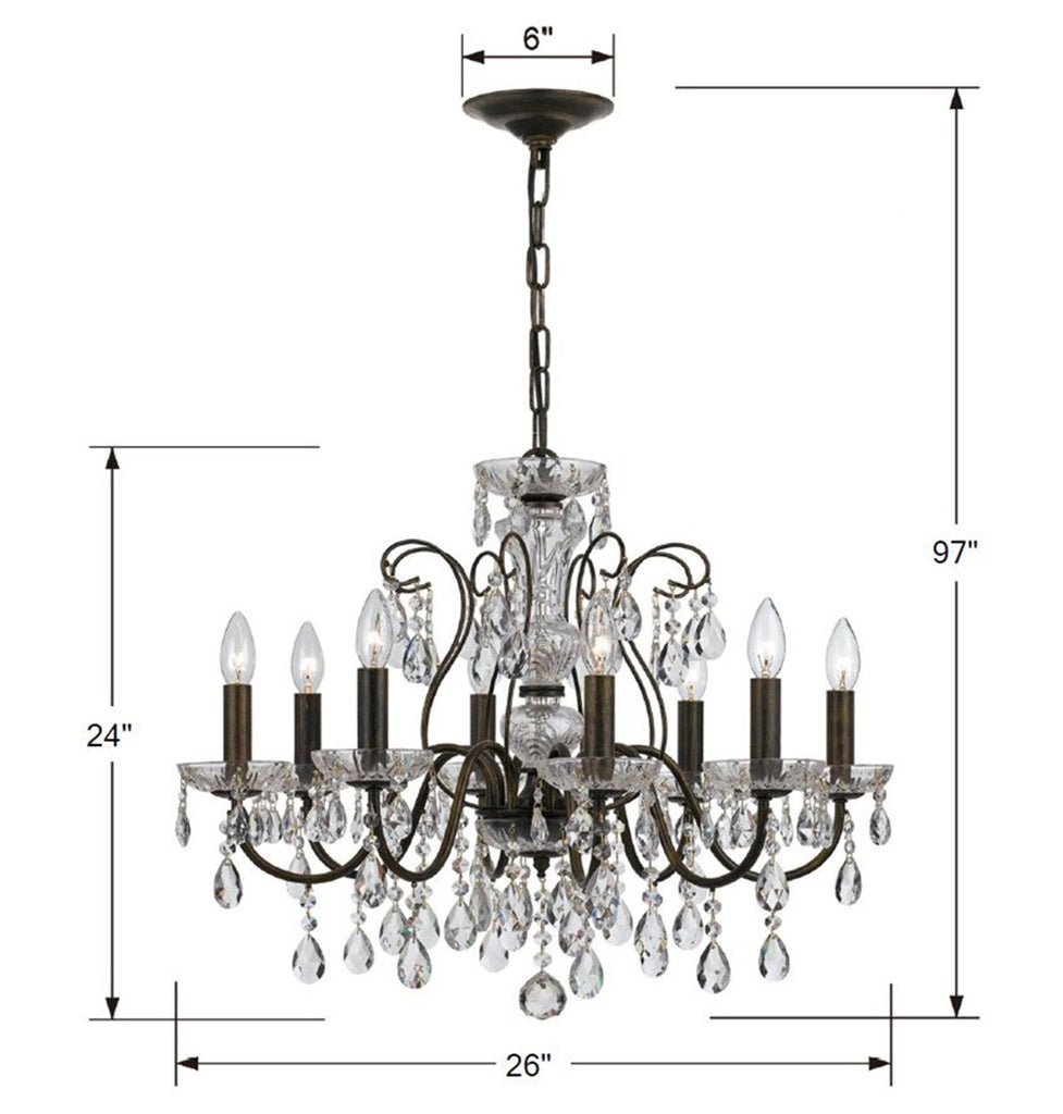 Butler 8 Light Spectra Crystal English Bronze Chandelier Chandelier Crystorama