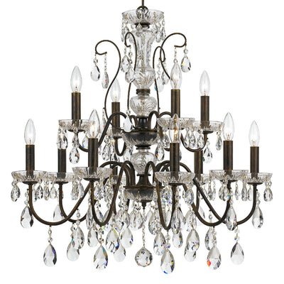 Butler 12 Light Hand Cut Crystal English Bronze Chandelier Chandelier Crystorama