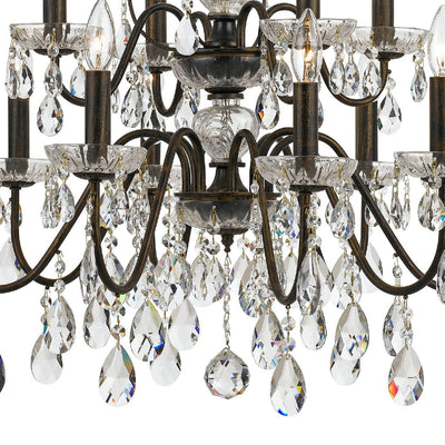 Butler 12 Light Hand Cut Crystal English Bronze Chandelier Chandelier Crystorama