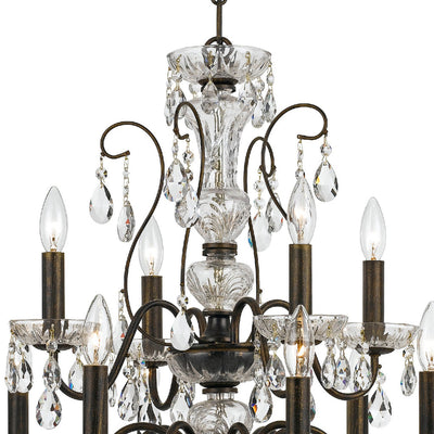 Butler 12 Light Hand Cut Crystal English Bronze Chandelier Chandelier Crystorama