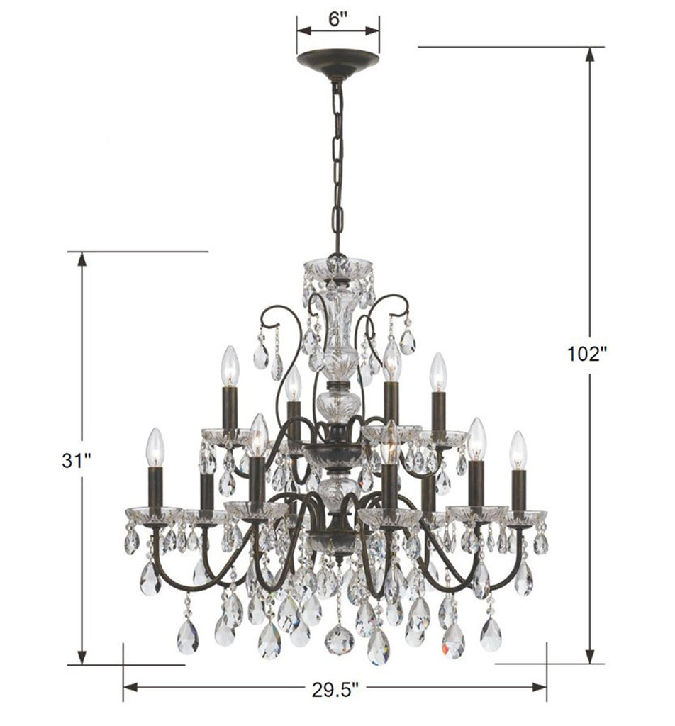 Butler 12 Light Spectra Crystal English Bronze Chandelier Chandelier Crystorama