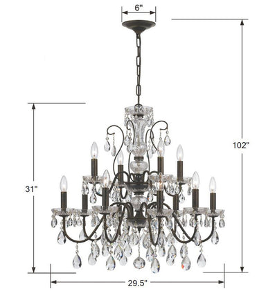 Butler 12 Light Spectra Crystal English Bronze Chandelier Chandelier Crystorama