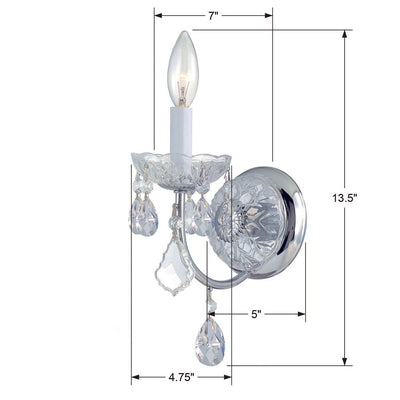 Imperial 1 Light Clear Italian Crystal Polished Chrome Sconce Wall Sconce Crystorama