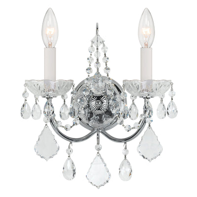 Imperial 2 Light Clear Italian Crystal Polished Chrome Sconce Wall Sconce Crystorama