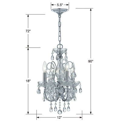 Imperial 4 Light Hand Cut Crystal Polished Chrome Mini Chandelier Chandelier Crystorama