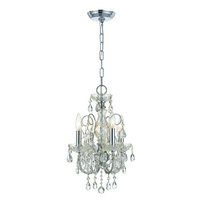 Imperial 4 Light Clear Italian Crystal Polished Chrome Mini Chandelier Chandelier Crystorama