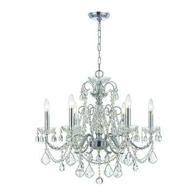 Imperial 6 Light Clear Italian Crystal Polished Chrome Chandelier Chandelier Crystorama