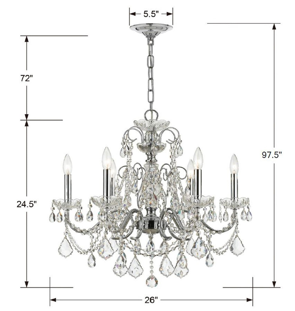 Imperial 6 Light Swarovski Strass Crystal Polished Chrome Chandelier Chandelier Crystorama