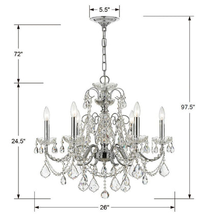 Imperial 6 Light Swarovski Strass Crystal Polished Chrome Chandelier Chandelier Crystorama