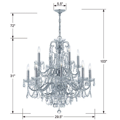 Imperial 12 Light Clear Italian Crystal Polished Chrome Chandelier Chandelier Crystorama