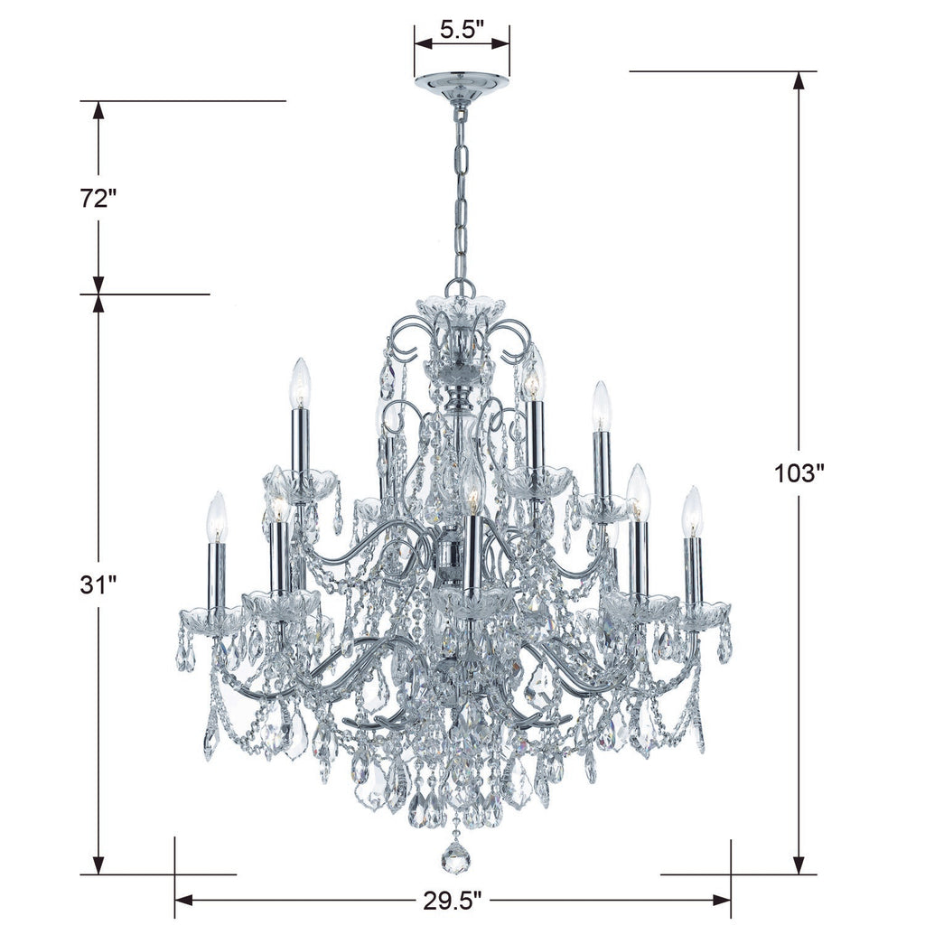 Imperial 12 Light Hand Cut Crystal Polished Chrome Chandelier Chandelier Crystorama