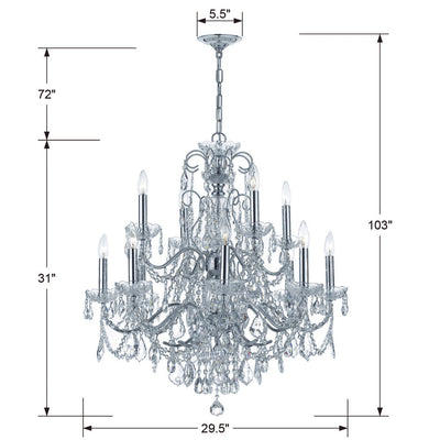 Imperial 12 Light Swarovski Strass Crystal Polished Chrome Chandelier Chandelier Crystorama