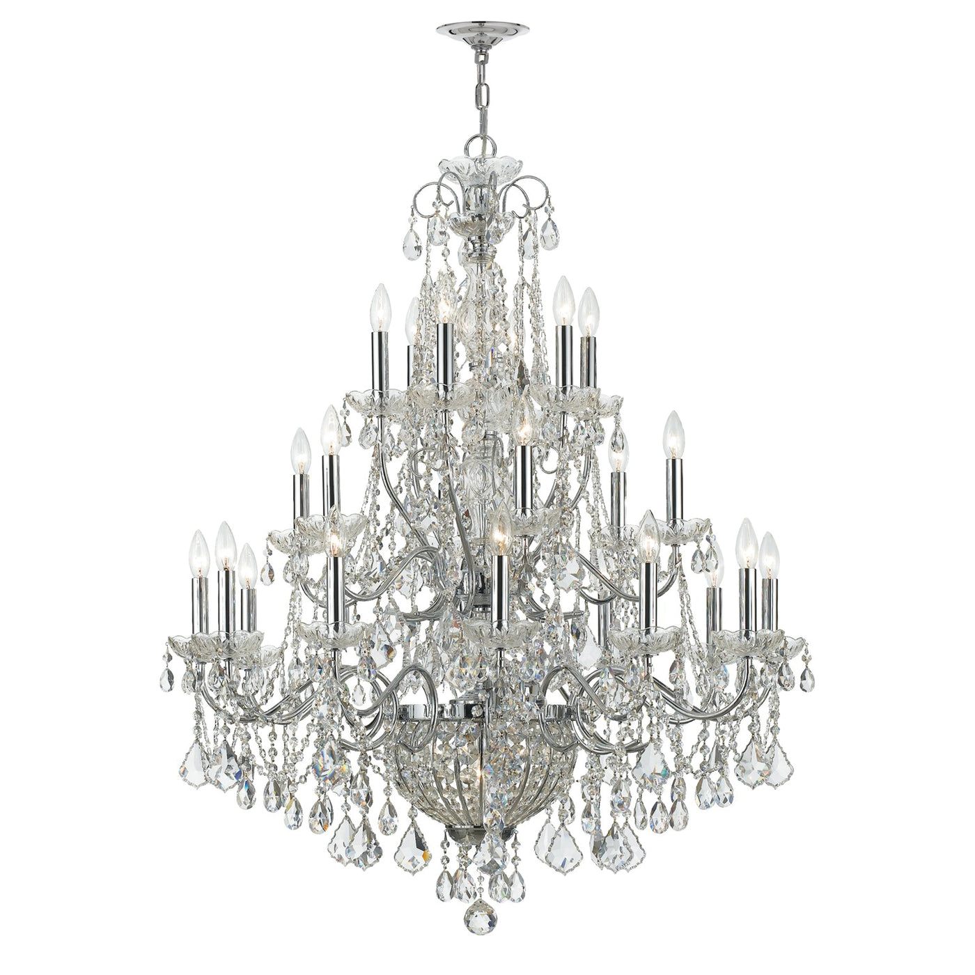 Imperial 26 Light Hand Cut Crystal Polished Chrome Chandelier Chandelier Crystorama