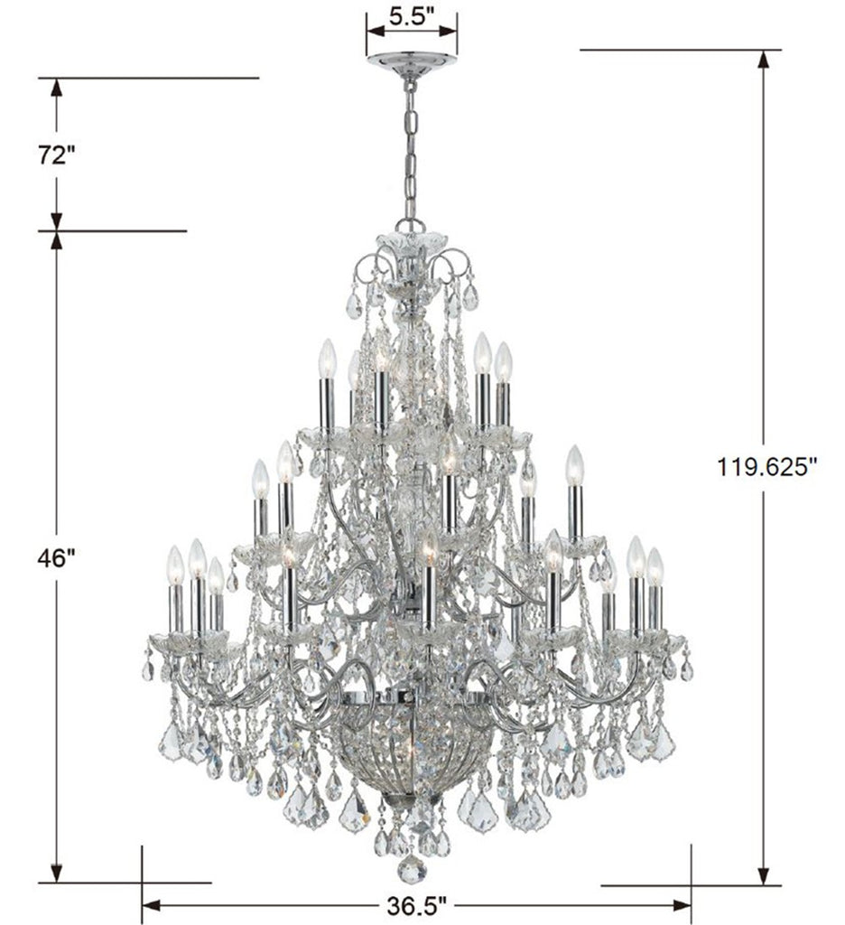 Imperial 26 Light Hand Cut Crystal Polished Chrome Chandelier Chandelier Crystorama