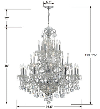 Imperial 26 Light Hand Cut Crystal Polished Chrome Chandelier Chandelier Crystorama