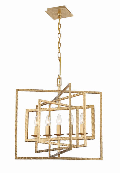 Capri 5 Light Antique Gold Chandelier Chandelier Crystorama