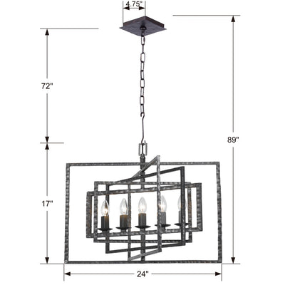 Capri 5 Light Raw Steel Chandelier Chandelier Crystorama