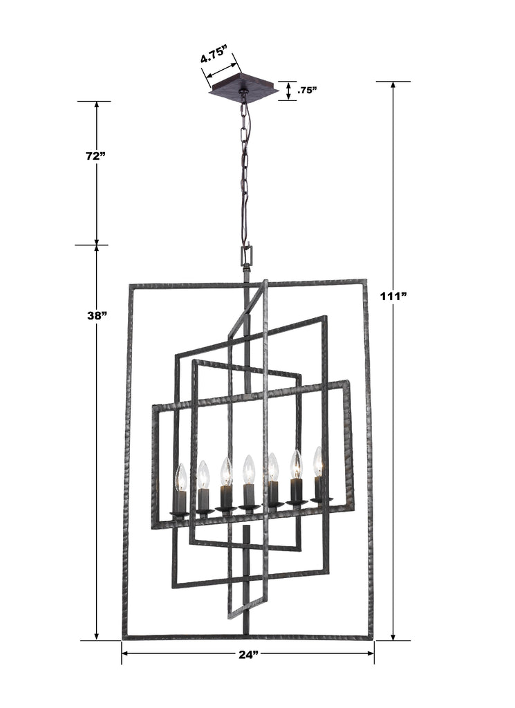 Capri 7 Light Raw Steel Chandelier Chandelier Crystorama