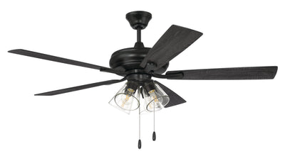 52" Eos Clear 4 Light in Flat Black w/ Flat Black/Greywood Blades Ceiling Fan CRAFTMADE