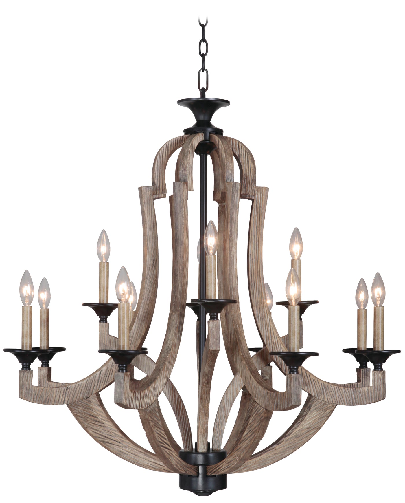 Winton 12 Light Chandelier in Weathered Pine/Bronze Chandelier Craftmade