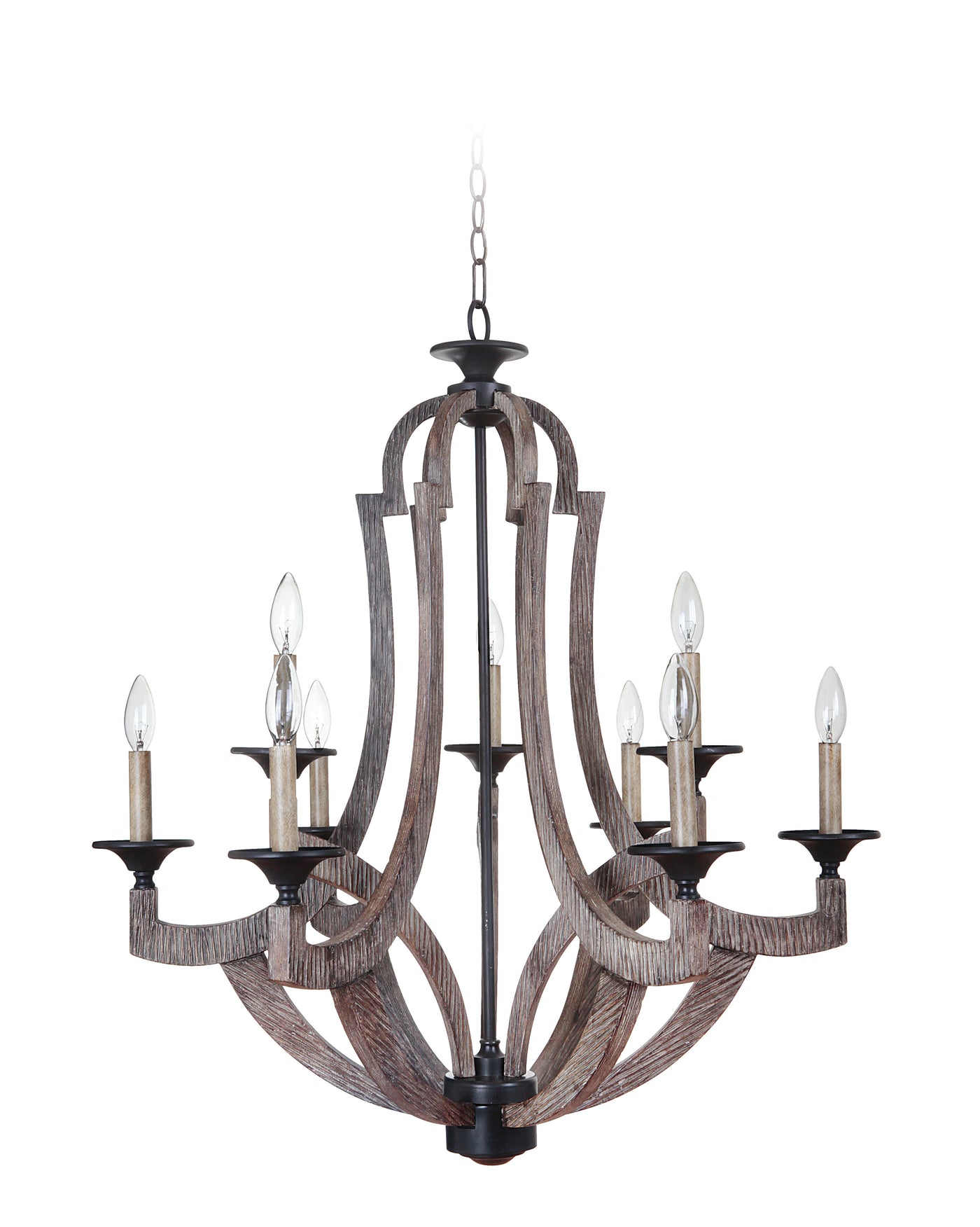 Winton 9 Light Chandelier in Weathered Pine/Bronze Chandelier Craftmade