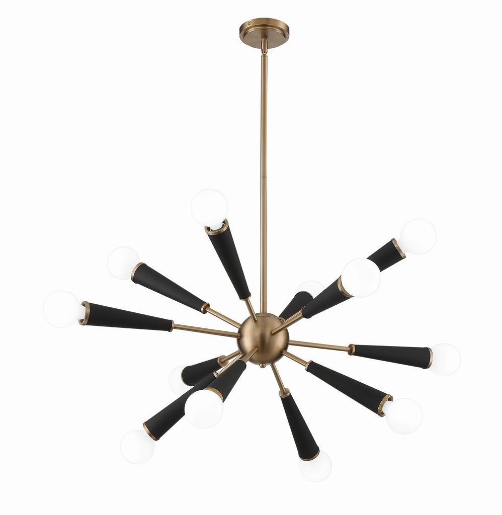 Zodiac 12 Light Aged Brass Chandelier Chandelier Crystorama