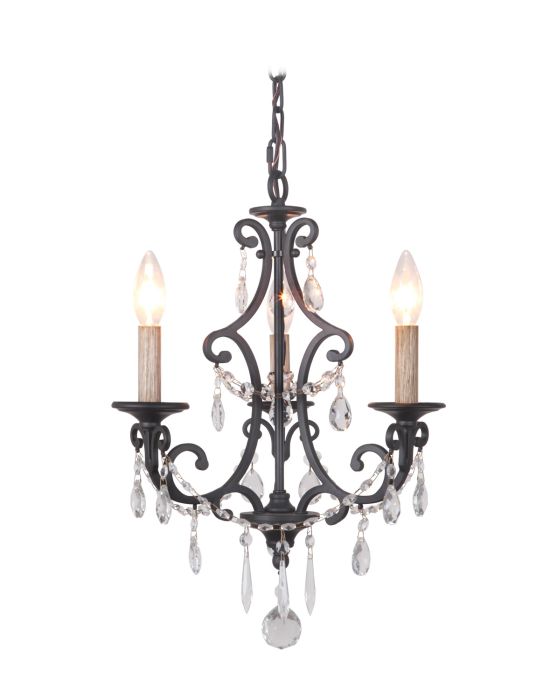 Bentley 3 Light Chandelier in Matte Black Chandelier Craftmade