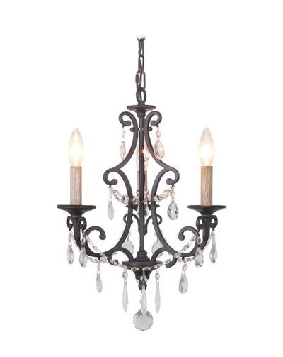 Bentley 3 Light Chandelier in Matte Black Chandelier Craftmade