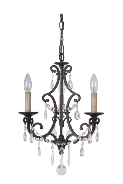 Bentley 3 Light Chandelier in Matte Black Chandelier Craftmade