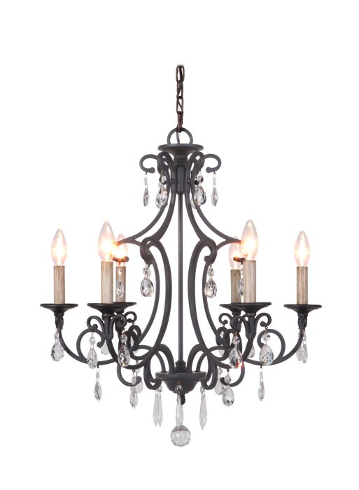 Bentley 6 Light Chandelier in Matte Black Chandelier Craftmade