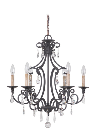 Bentley 6 Light Chandelier in Matte Black Chandelier Craftmade