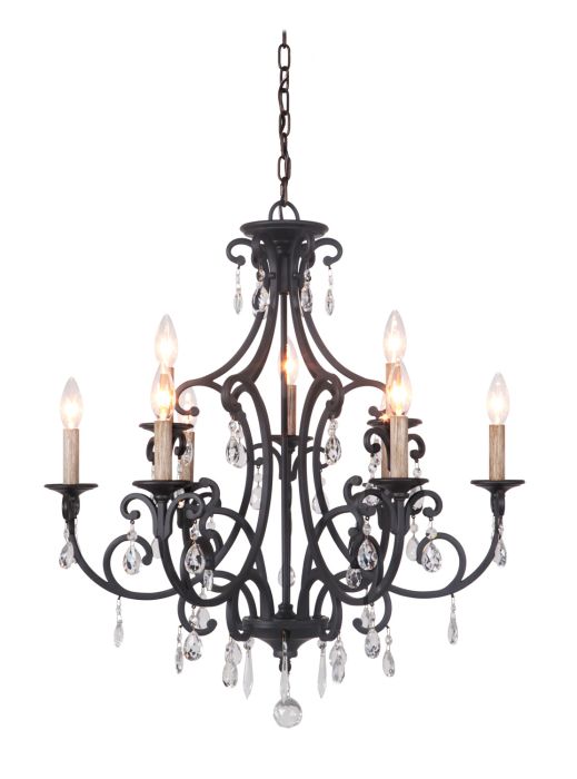 Bentley 9 Light Chandelier in Matte Black Chandelier Craftmade