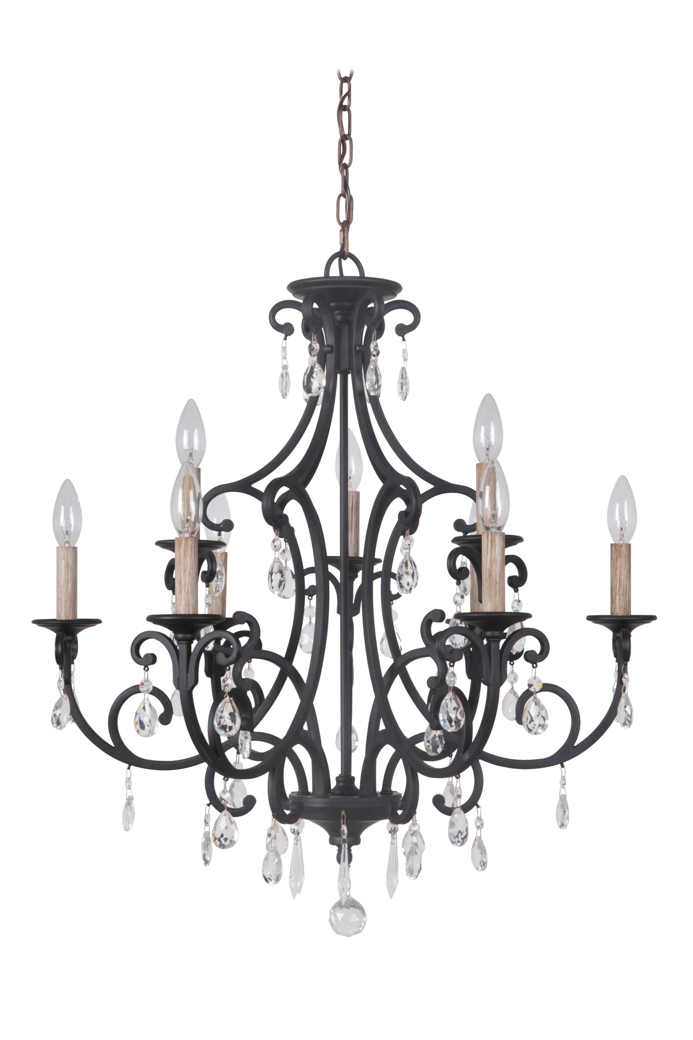 Bentley 9 Light Chandelier in Matte Black Chandelier Craftmade