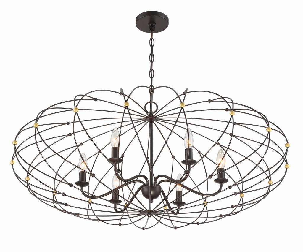 Zucca 6 Light English Bronze + Antique Gold Chandelier Chandelier Crystorama