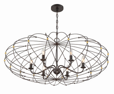 Zucca 6 Light English Bronze + Antique Gold Chandelier Chandelier Crystorama