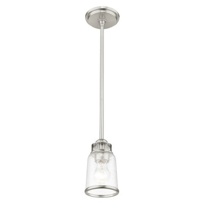 1 Light Brushed Nickel Single Pendant Pendant Livex