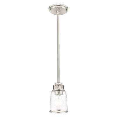 1 Light Brushed Nickel Single Pendant Pendant Livex