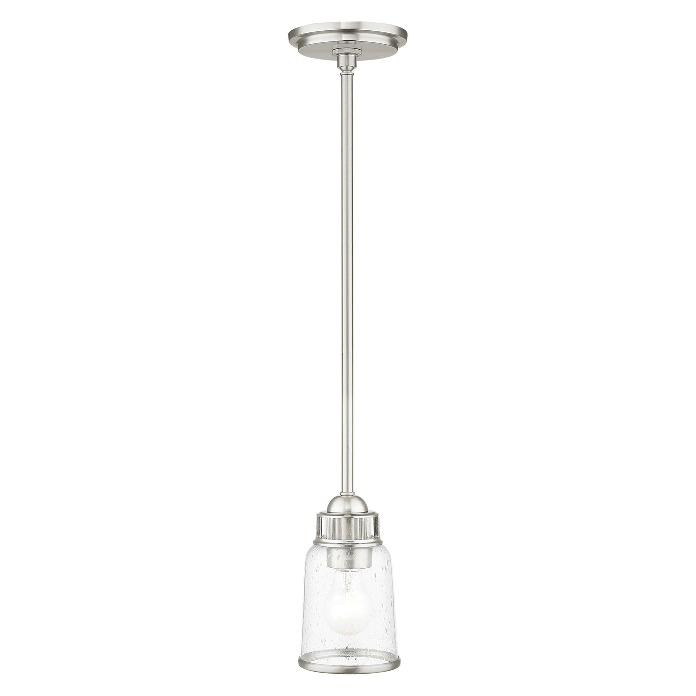 1 Light Brushed Nickel Single Pendant Pendant Livex