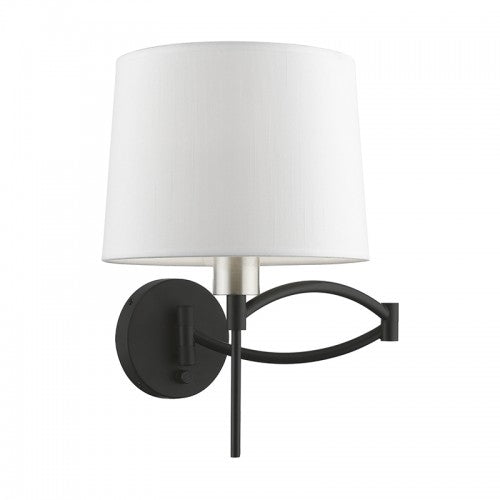 1 Light Black with Brushed Nickel Accent Swing Arm Wall Lamp Wall Sconce Livex