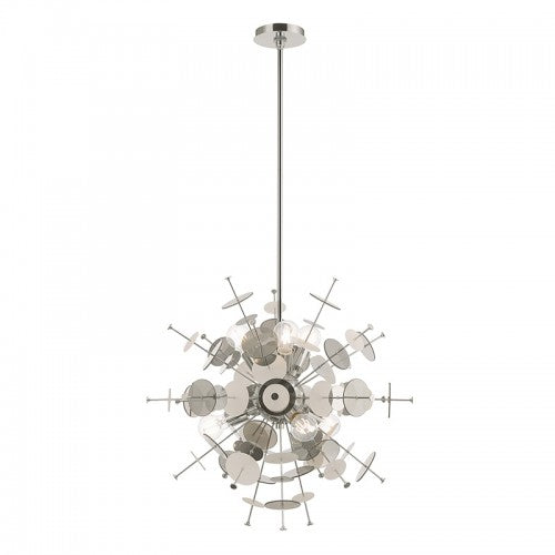 6 Light Polished Chrome Pendant Chandelier Chandelier Livex