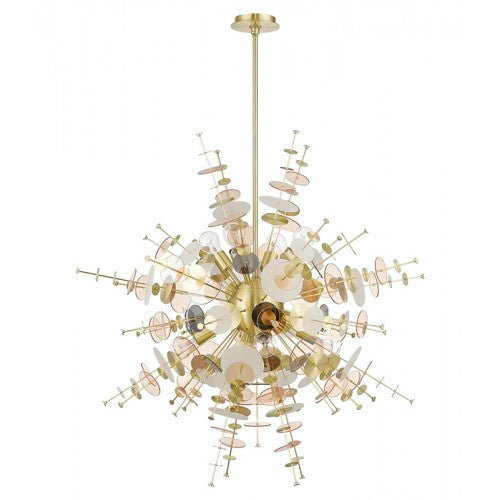 8 Light Satin Brass Large Pendant Chandelier Chandelier Livex