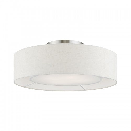 4 Light Brushed Nickel with Shiny White Accents Semi-Flush Semi Flush Livex