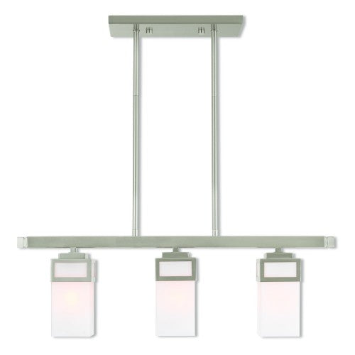 3 Light Brushed Nickel Linear Chandelier Linear Livex