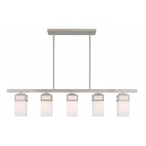 5 Light Brushed Nickel Linear Chandelier Linear Livex