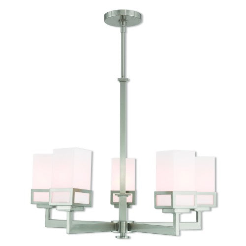 5 Light Brushed Nickel Chandelier Chandelier Livex