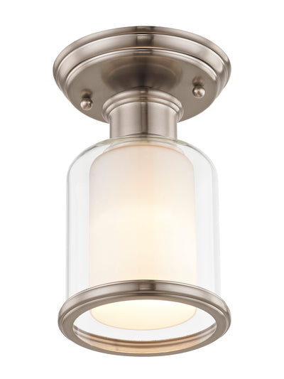 1 Light Brushed Nickel Ceiling Mount Semi Flush Livex