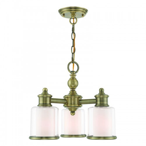 3 Light Antique Brass Convertible Chandelier/Ceiling Mount Chandelier Livex