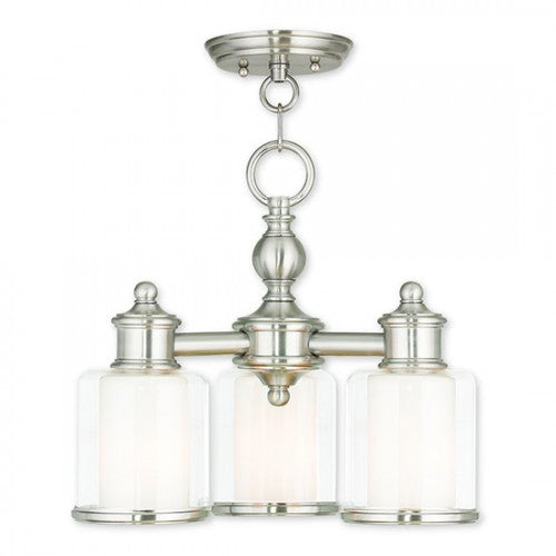 3 Light Brushed Nickel Chandelier/Ceiling Mount Chandelier Livex