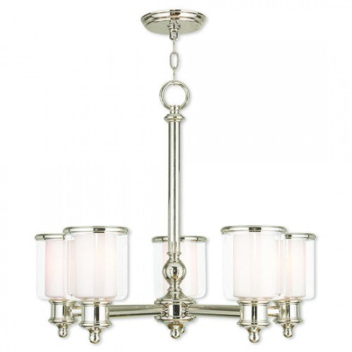 5 Light Polished Nickel Chandelier Chandelier Livex