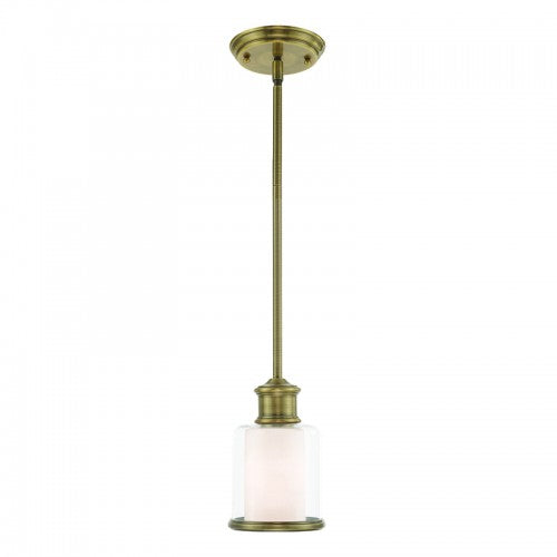 1 Light Antique Brass Single Pendant Pendant Livex